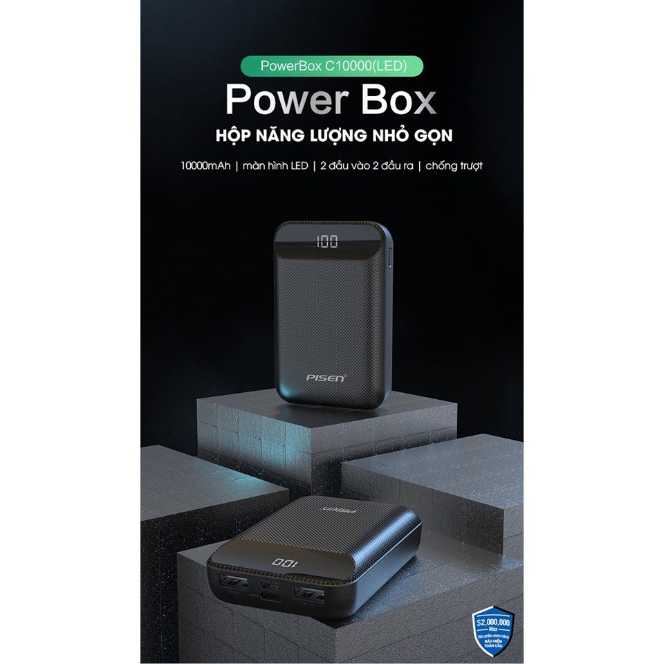 Sạc dự phòng Pisen PowerBox C10000 10000mAh - Hàng chính hãng