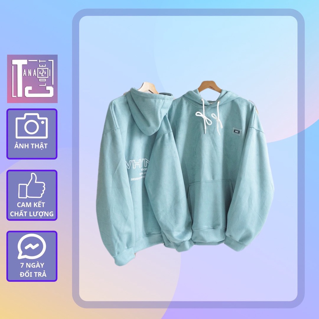 Áo hodie unisex vải da lộn chữ WZS màu mint ( ảnh thật tại shop) Tanazi Closet