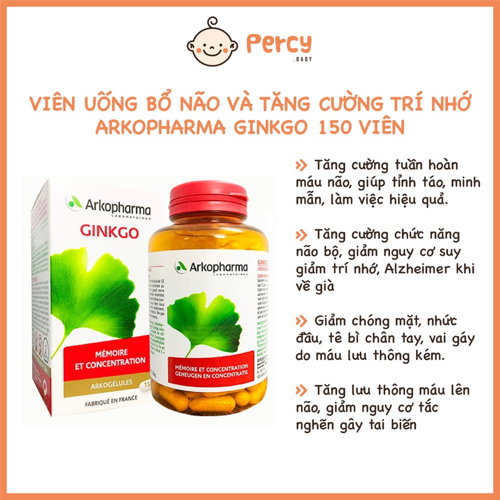 Viên Uống Bổ Não Và Tăng Cường Trí Nhớ Arkopharma Ginkgo 150 viên