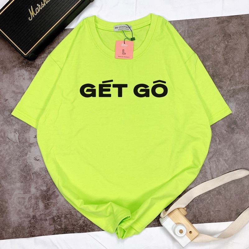 Áo Thun Tay Ngắn UNISEX IN DECAL CHỮ GÉT GÔ - Hình chụp thật (Đủ size M-L-XL)