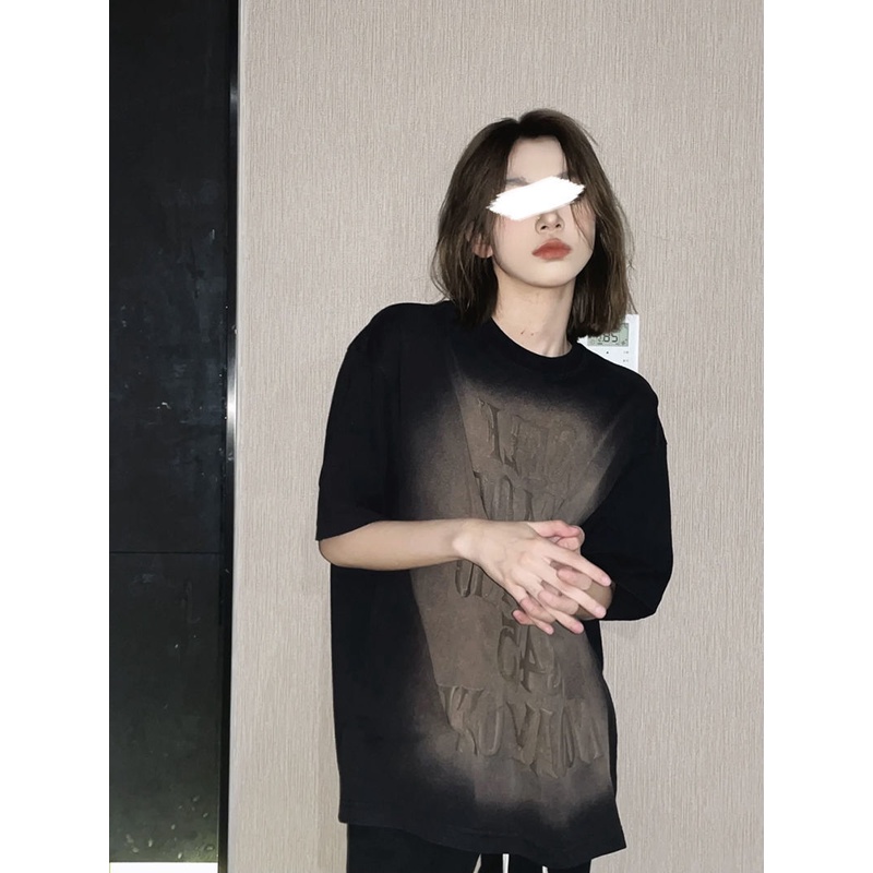 ♀◑Áo Thun Tay Ngắn Cổ Tròn Màu Đen Thời Trang Mùa Hè Dành Cho Cặp Đôi