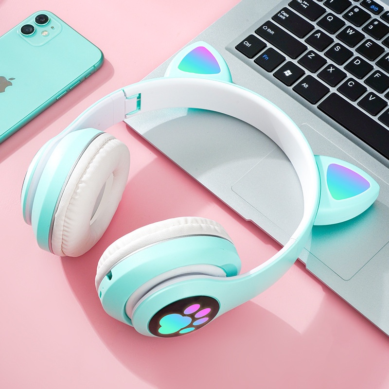 Tai nghe chụp tai không dây bluetooth mèo led giá rẻ LUVIBA TN02