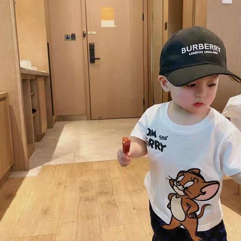 Áo Thun Cotton Ngắn Tay Thêu Họa Tiết Hoạt Hình Thời Trang Mùa Hè Cho Bé