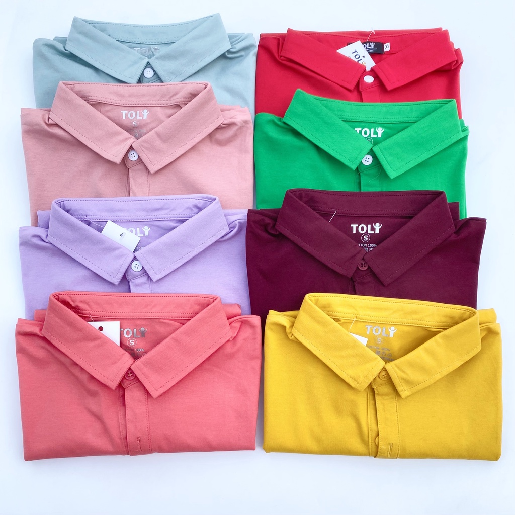 Áo thun nữ Cổ Sơ Mi (Cổ trụ) TOLI, chất cotton 4 chiều mềm mịn, co dãn Màu Tím Nho