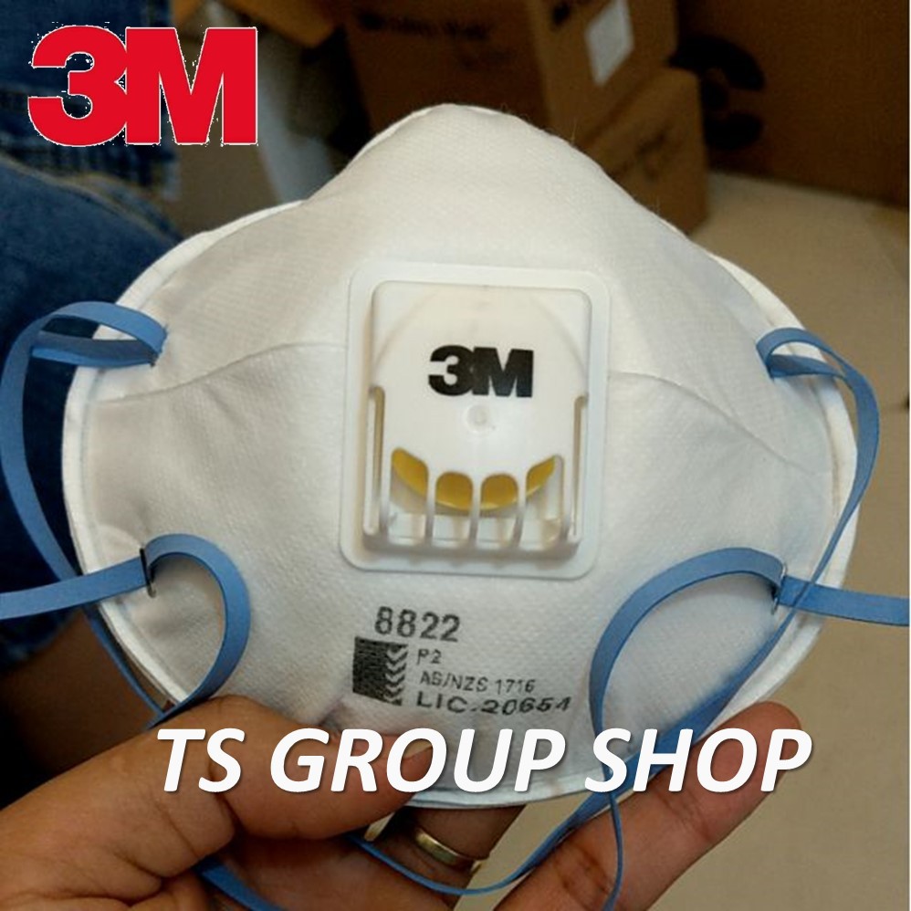 (1 Cái) 3M 8822 8812 Loại Mặt nạ bảo vệ bụi và hóa chất có van Sản phẩm 3M Thái Lan (Mô hình dây đeo