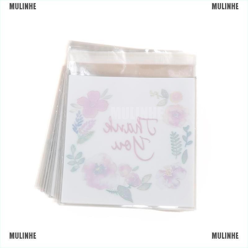 Set 100 Túi Đựng Bánh Kẹo Tự Dính In Chữ Thank You Độc Đáo