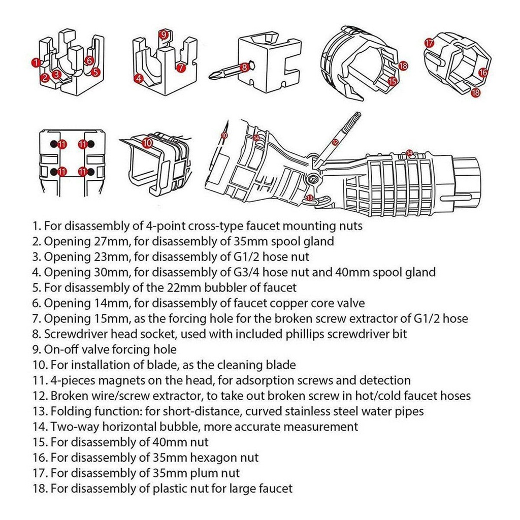 Cờ Lê Hai Đầu Lắp Đặt Ống Nước Bồn Rửa Đa Năng