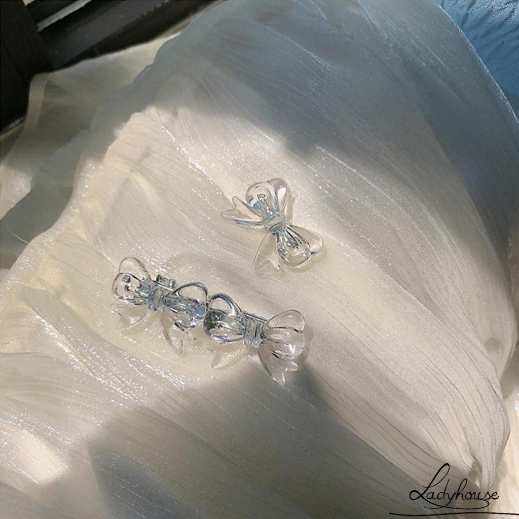 Set 1 hoặc 2 kẹp tóc nơ bằng nhựa trong suốt dễ thương cho nữ