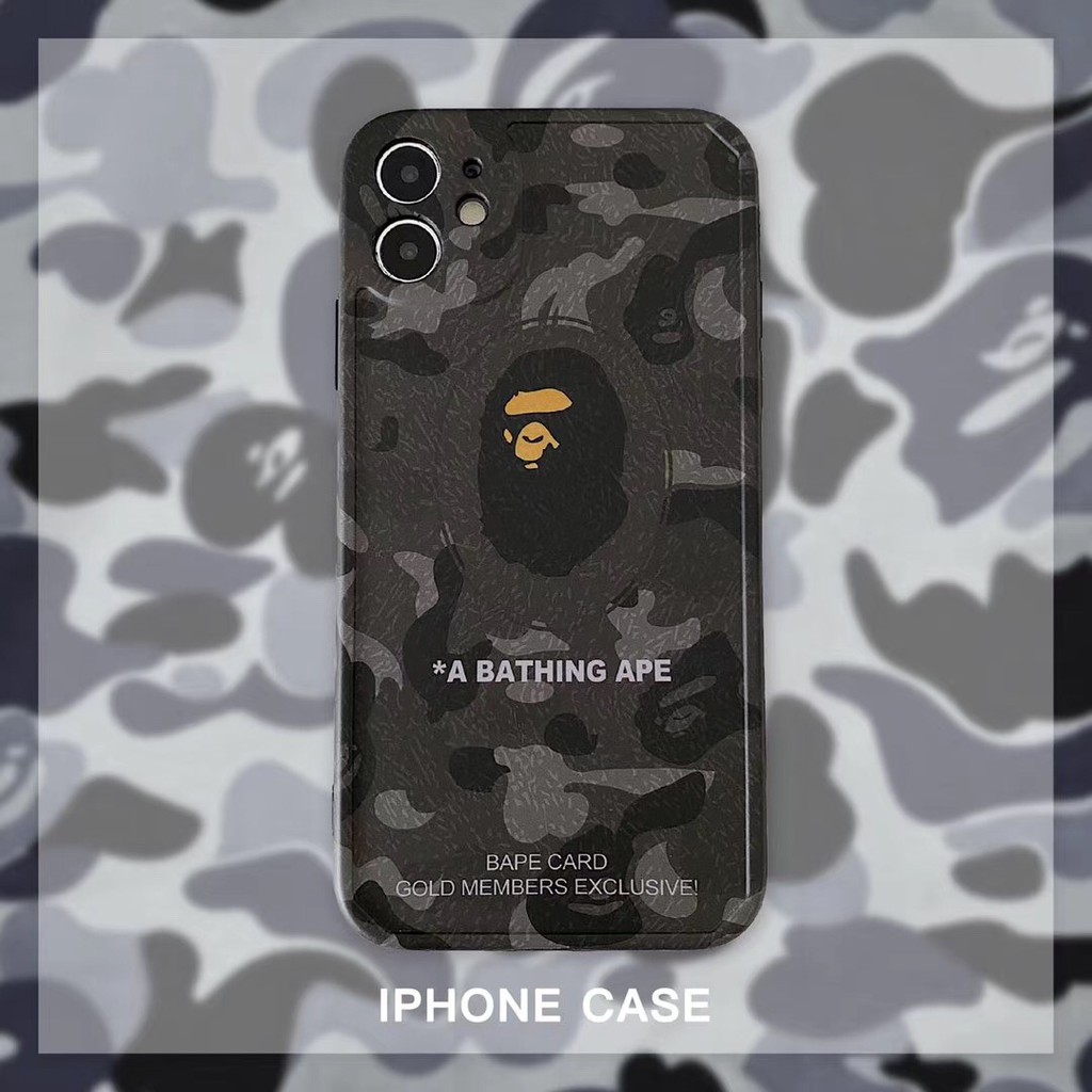 iPhone case Vỏ iPhone hoạt hình vỏ A Bathing Ape bảo vệ ống kính tăng chiều rộng Dày cả 4 cạnh Ốp lưng IMD Loving viền chống rơi thích hợp cho IPhone 11 Pro Xs MAX XR I8 I7.