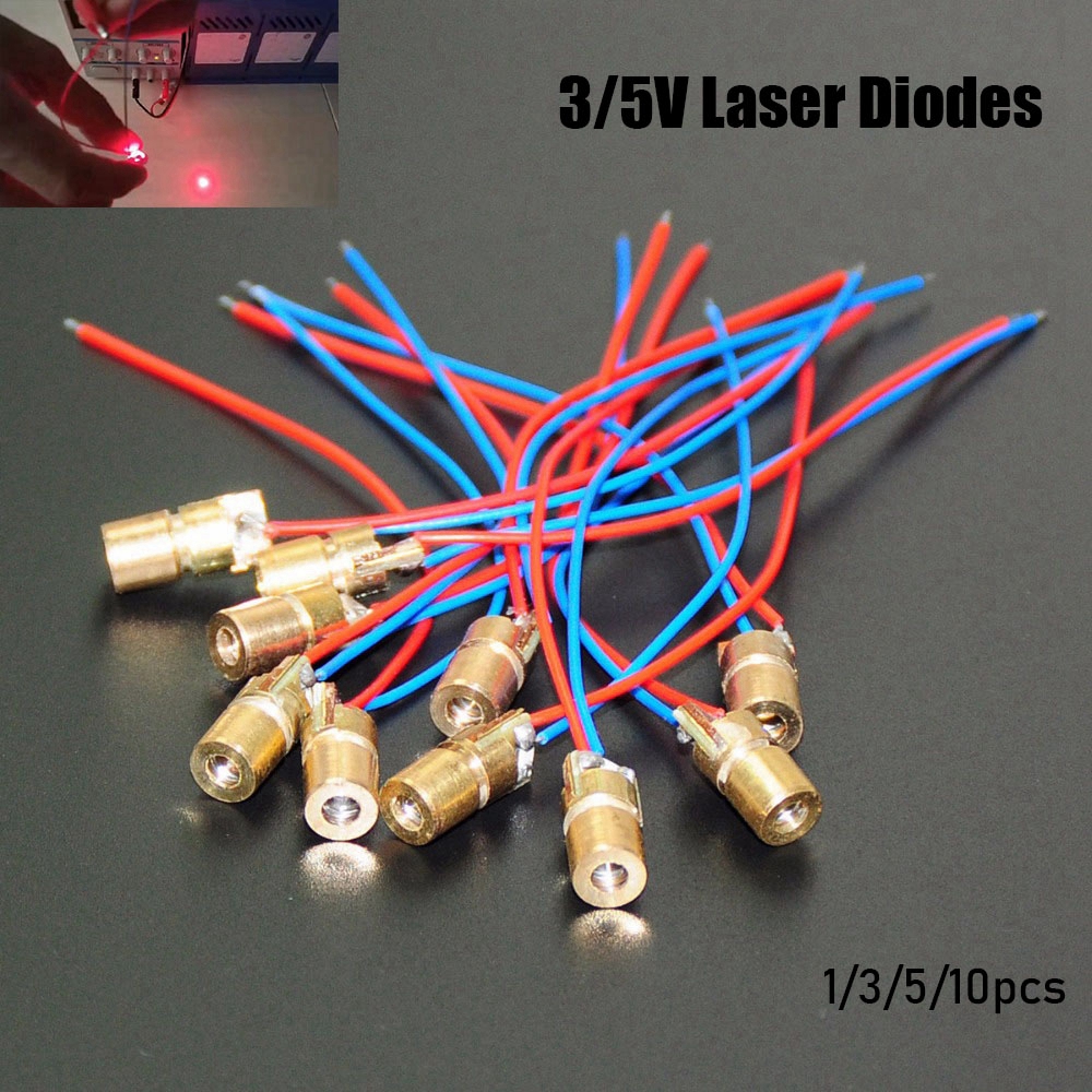 Set 1 / 3 / 5 / 10 Đầu Đèn Laser Mini 650nm 6mm 3 / 5v Chuyên Dụng