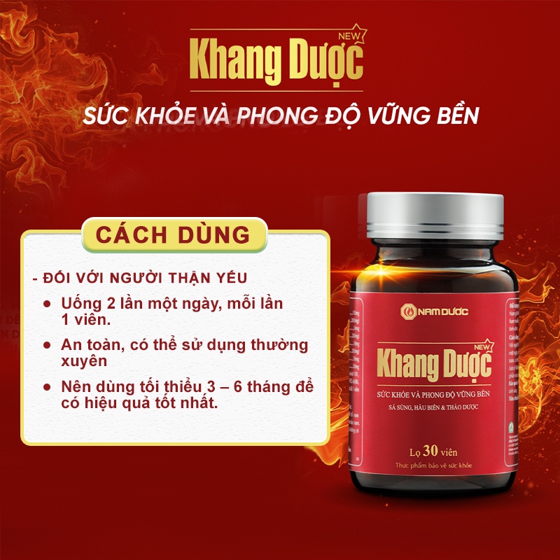 Khang Dược Tăng Cường Sinh Lý Nam, Hàu Biển, Bá Bệnh, Sâm Cau Giúp Bổ Thận Tráng Dương, Bền Bỉ Và Dẻo Dai 30 viên/hộp