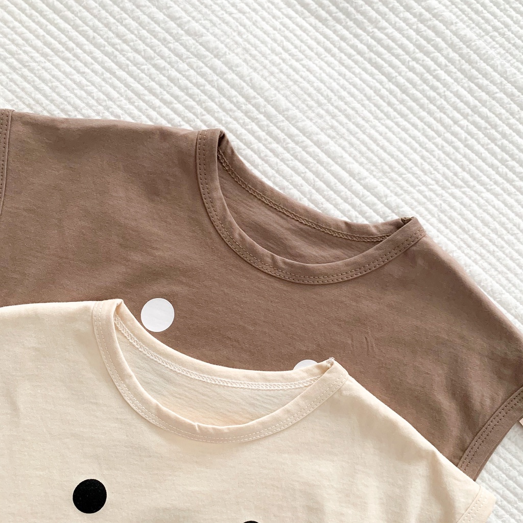 Áo Thun Tay Ngắn In Hình Gấu Dễ Thương Thời Trang Mùa Hè Cho Bé Trai Và Gái 1-3 Tuổi