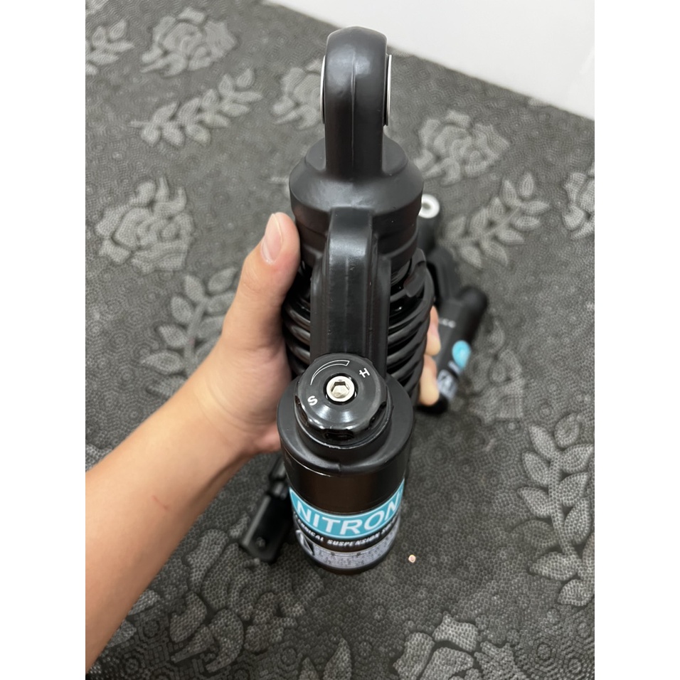 NEW 100% PHUỘC NITRON. Phuộc Sau NITRON Bình Dầu Đen Lò Xo Đen Ty Vàng xe AB AIRBLADE. Độ Nhúng Êm Ái, Đàn Hồi Tốt