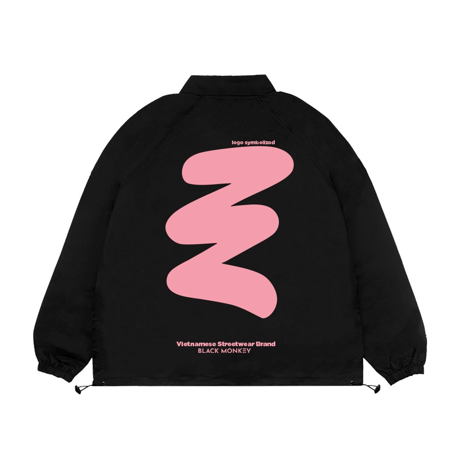 ÁO KHOÁC BIỂU TƯỢNG ĐEN HỒNG - BLACK MONKEY LOGO SYMBOLIZED COACH JACKET | BigBuy360 - bigbuy360.vn