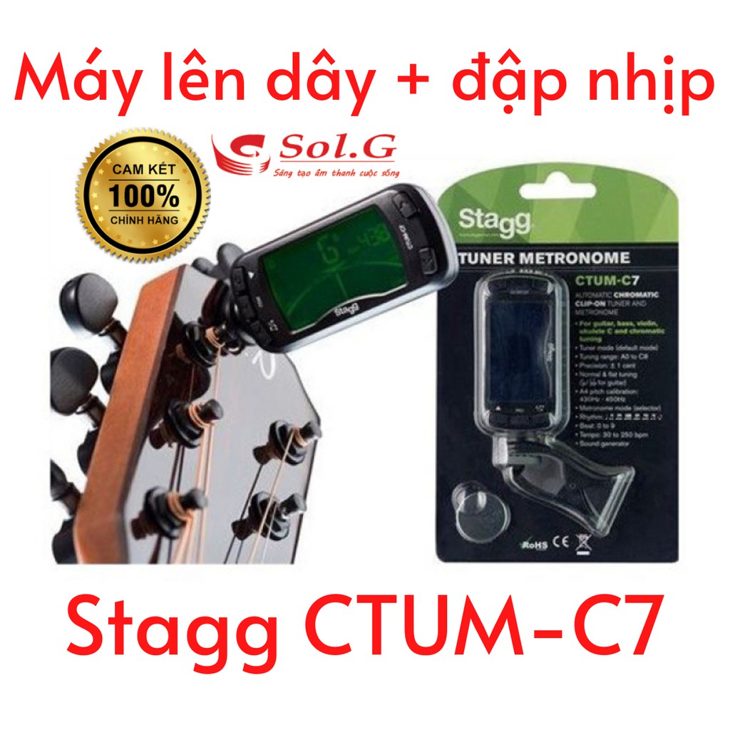 Tuner Guitar, Máy lên dây + đập nhịp đàn Guitar Stagg CTUM-C7