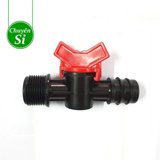 Van khởi thủy ren 27mm ra ống 25mm, 20mm - van khóa ống tưới ldpe
