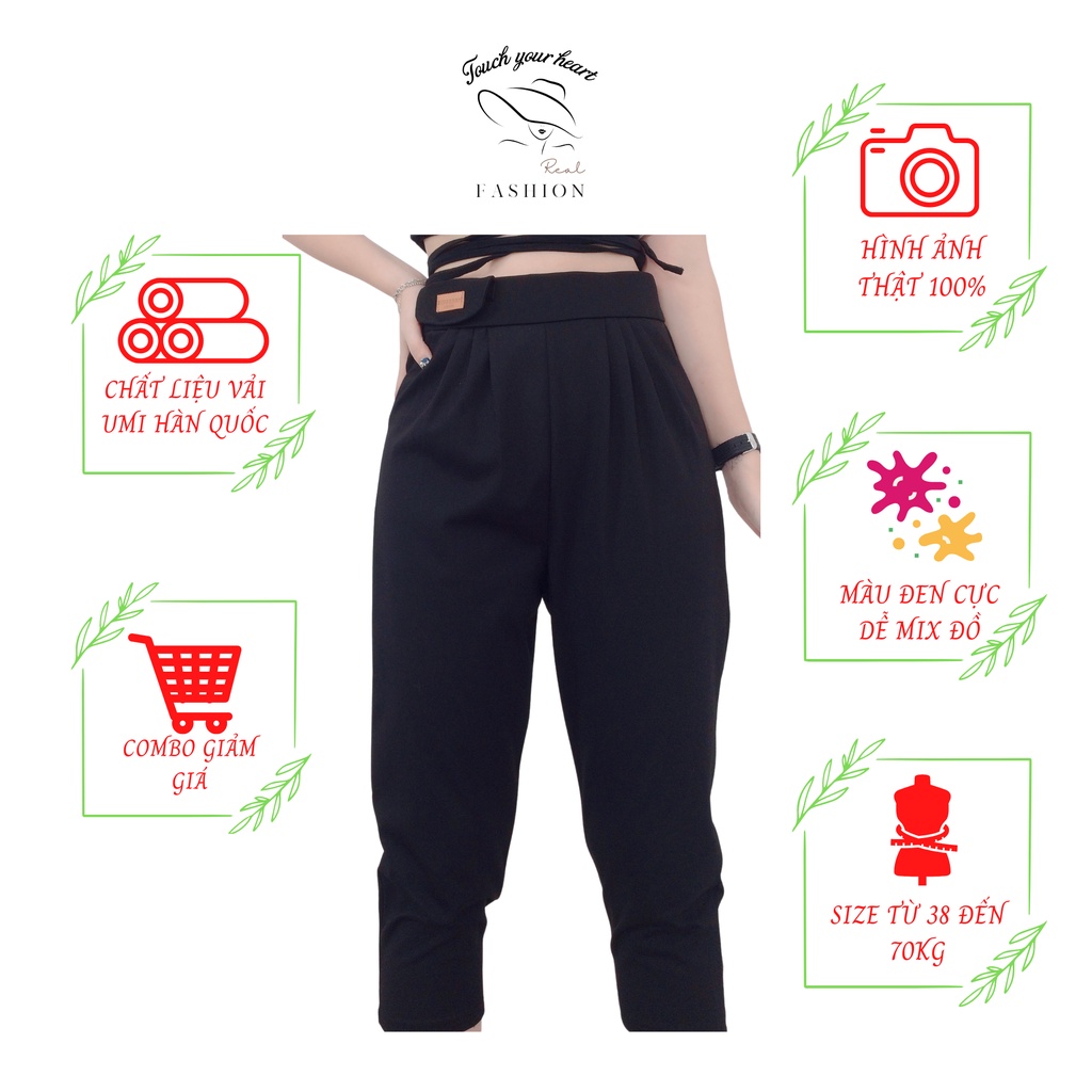 Quần ngố nữ alibaba,quần lửng nữ alibaba vải umi hàn,cạp cao xếp ly trước chất vải co dãn bốn chiều Real Fashion