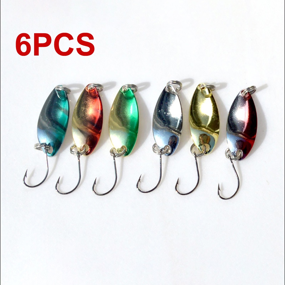 Set 6/10 mồi câu cá giả một móc bằng kim loại có thể xoay nặng 2.5g cỡ 32mm