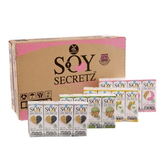 Thùng 48 Hộp sữa Đậu Nành Soy Secretz 4 Vị Collagen-Gạo Mầm-Mè Đen-Bắp Ngọt 180ml / hộp