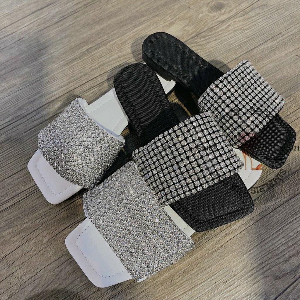 DÉP NỮ THỜI TRANG TOTIIE STORE - LÊ QUAI ĐÍNH ĐÁ TIẾU THƯ XINH ĐẸP QUAI XOÀN TO ĐÍNH ĐÁ D2110010 D2206240