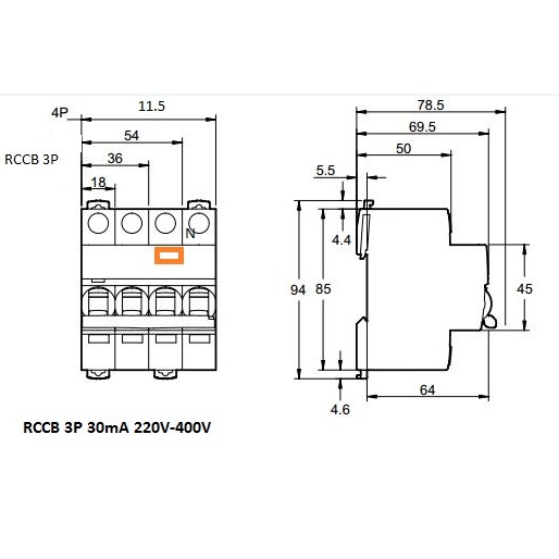 [HÀNG CHÍNH HÃNG] Cầu Dao Chống Giật 3 Pha 380V RCCB DOBO KOREA siêu nhạy - 4.5kA 30mA (Aptomat chống giật)