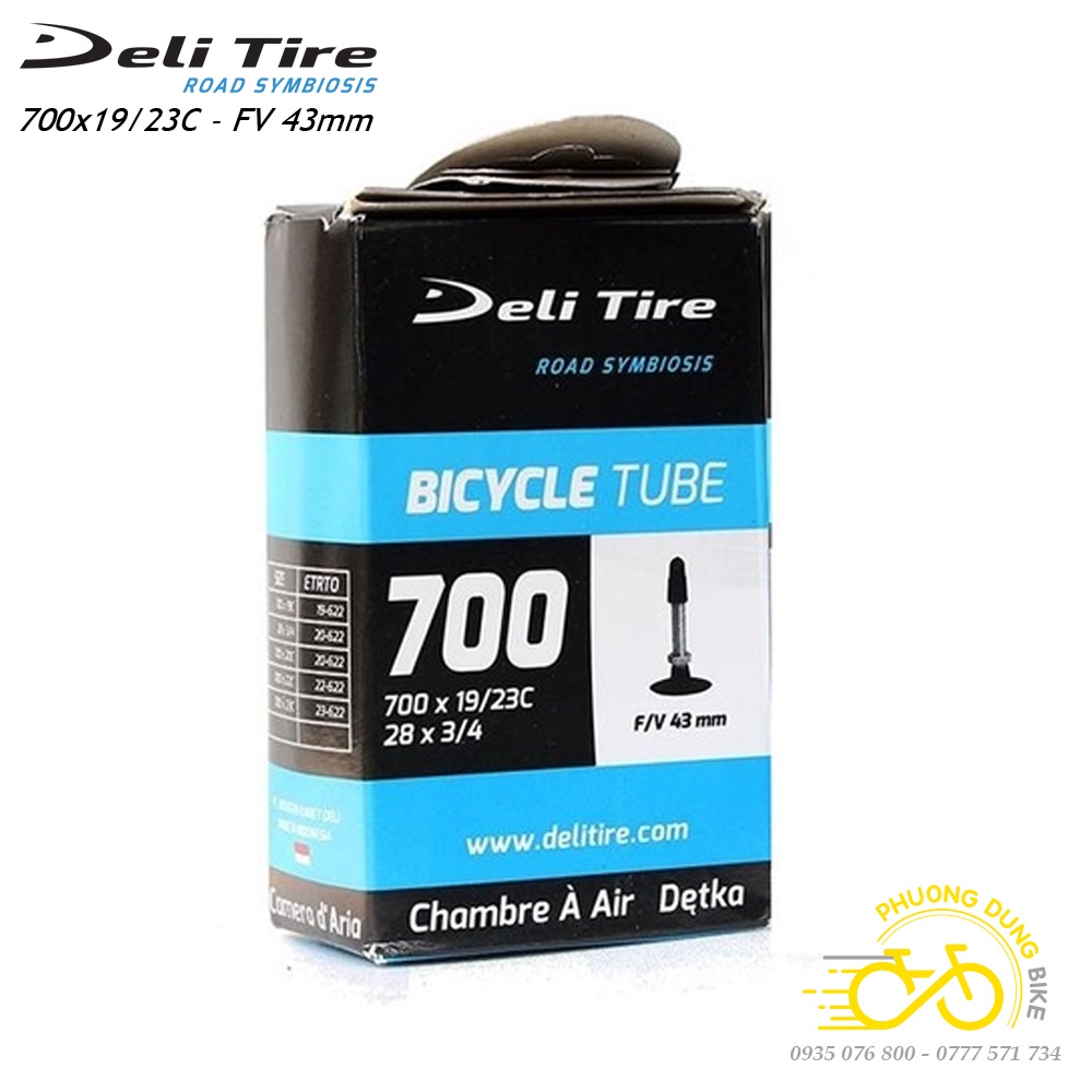 Ruột  xe đạp Deli Tire 700x19-23C 43mm VAN PHÁP - VAN XE ĐẠP