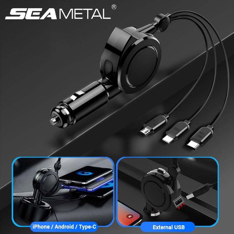 Bộ sạc đa năng trên ô tô Cáp dữ liệu ba trong một trên ô tô Bộ chuyển đổi bật lửa thuốc lá
