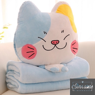 Gối mền mèo con 3 trong 1 hàng loại 1, nỉ nhung cực mịn, bộ chăn gối văn phòng. Slmn_GMMC