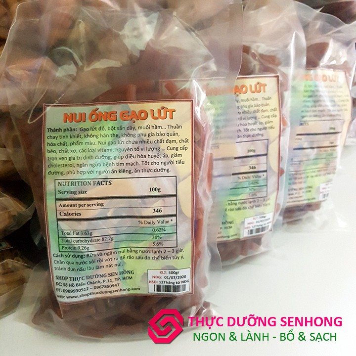 Nui ống gạo lứt (500gr) Nui gạo lứt nguyên cám, không hóa chất phẩm màu | BigBuy360 - bigbuy360.vn