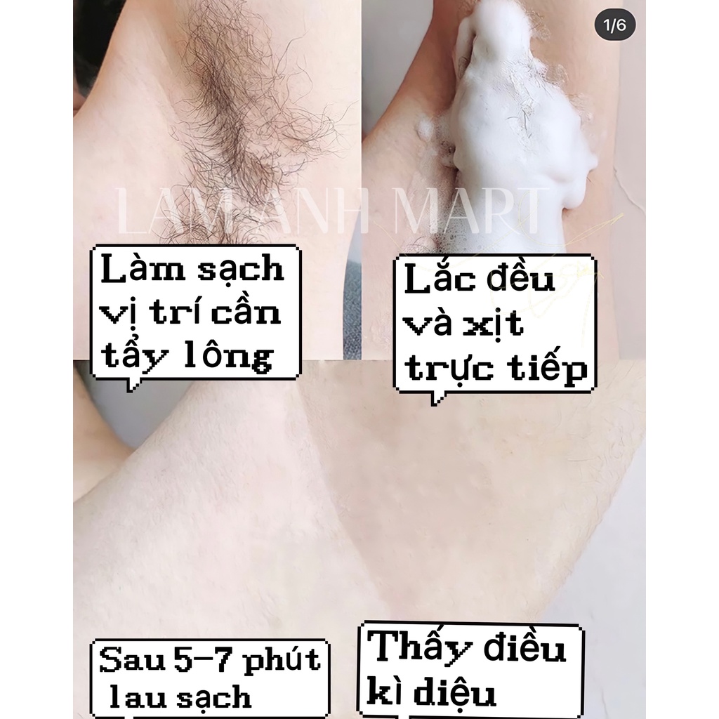 Combo 3 Món Xịt Tẩy Lông Dạng Bọt 150ML. Kem Tẩy Lông Nách Lưng Chân Tay Bi, Dịu Nhẹ Không Đau