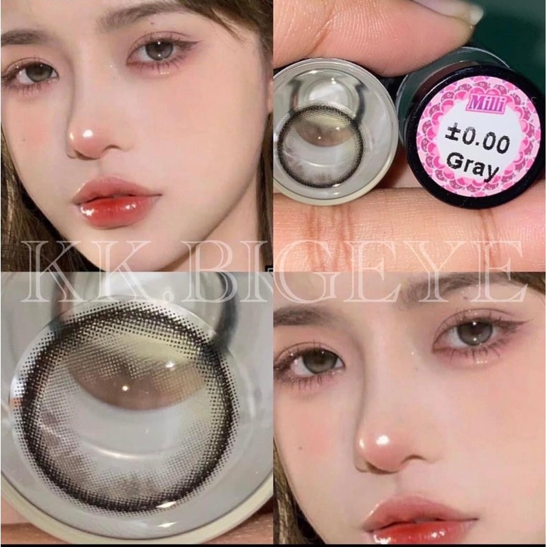 Lens Thái mẫu Milli xám long lanh filter 0 độ giãn vừa