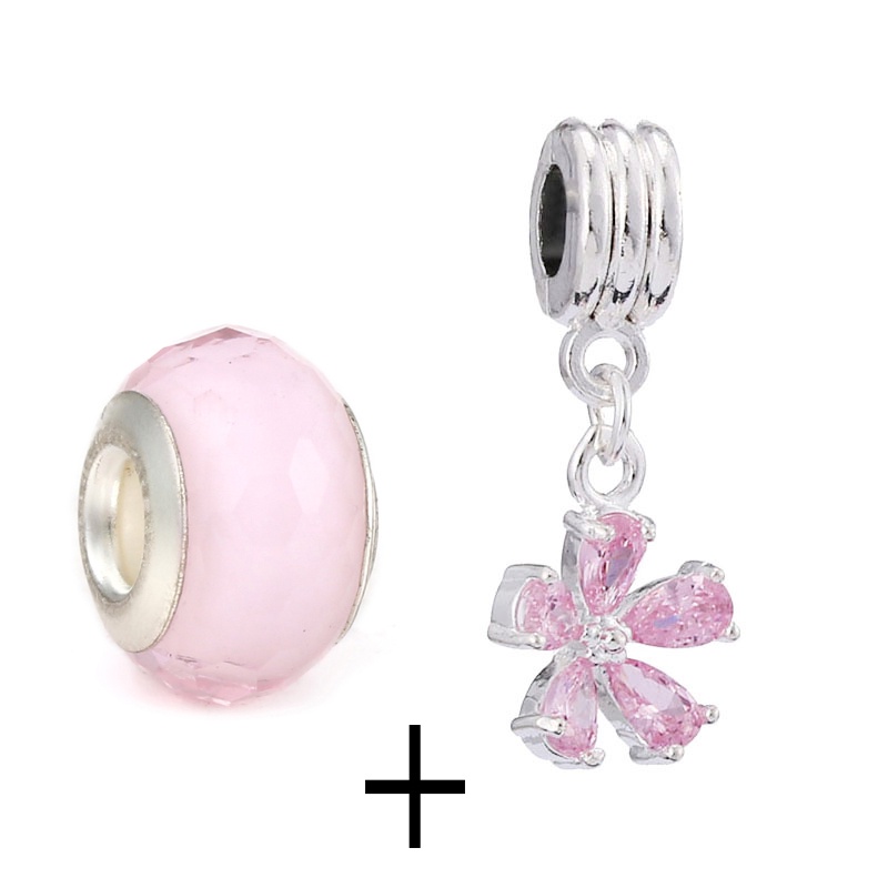 Bộ 2 Mặt Trang Sức Đá Pha Lê Hồng Hình Trái Tim