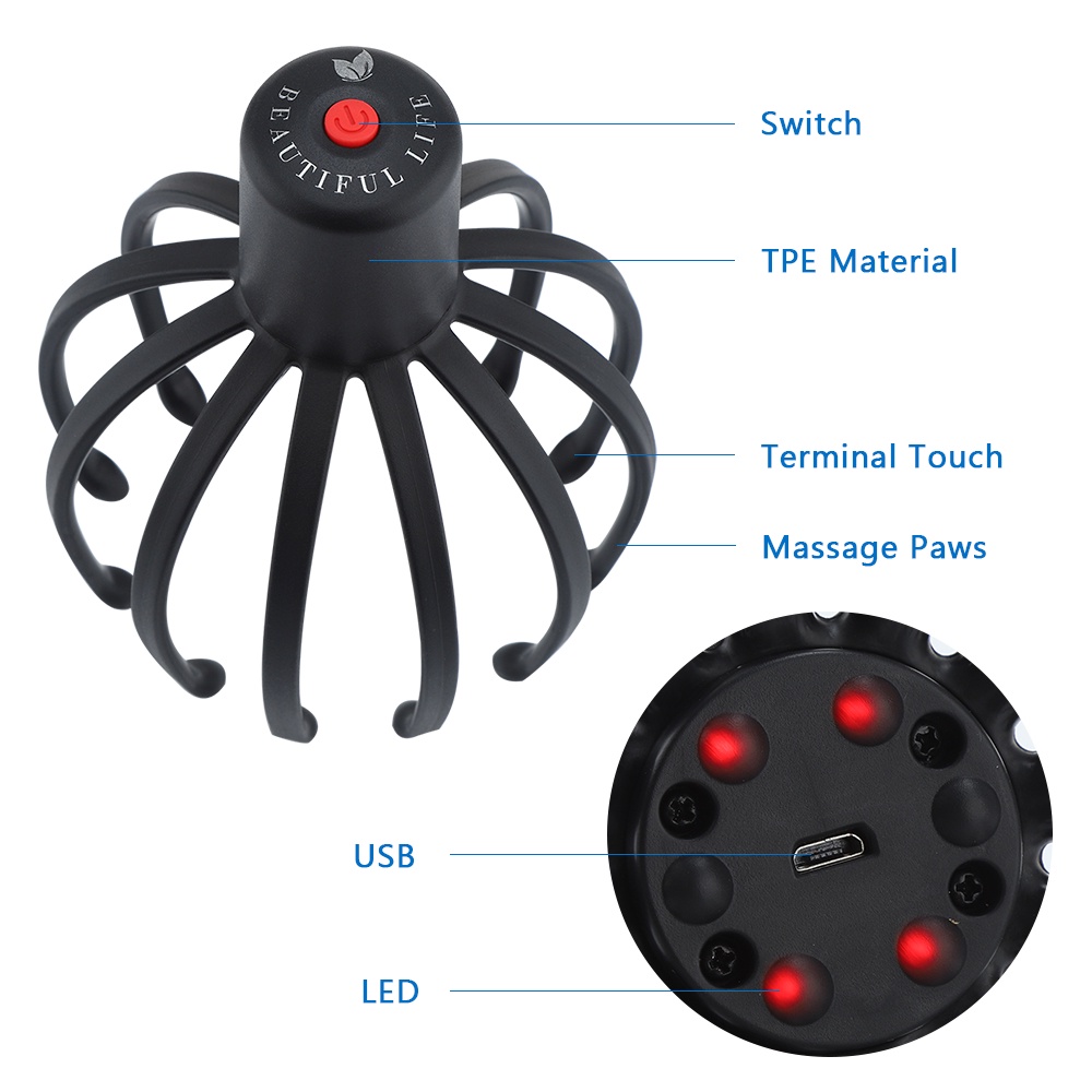 Máy Massage Đầu ,Thiết Bị Mát Xa Hình Móng Vuốt Giúp Thư Giãn Giảm Căng Thẳng Hiệu Quả ,Cải Thiện Giấc Ngủ