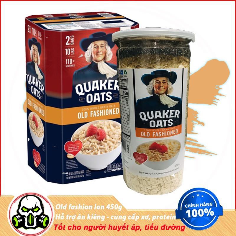 Lon 500 Gram Yến Mạch Ăn Kiêng Nguyên Hạt Cán Mỏng Old Fashion Quaker Oats Nhập Khẩu Mỹ- Authentic 100%