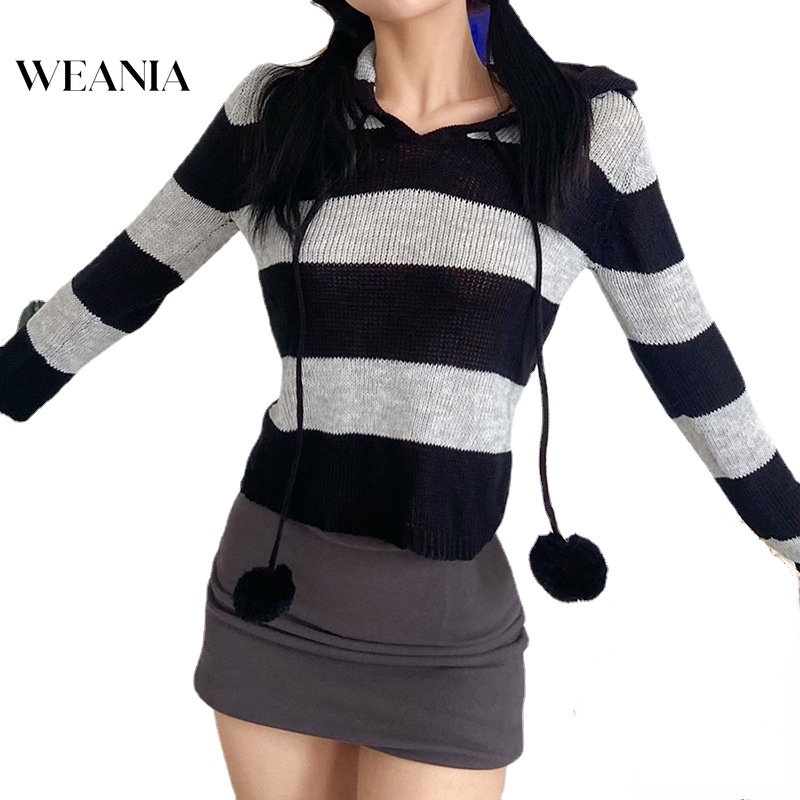Áo Sweater Dệt Kim Kẻ Sọc Thời Trang Cho Nữ