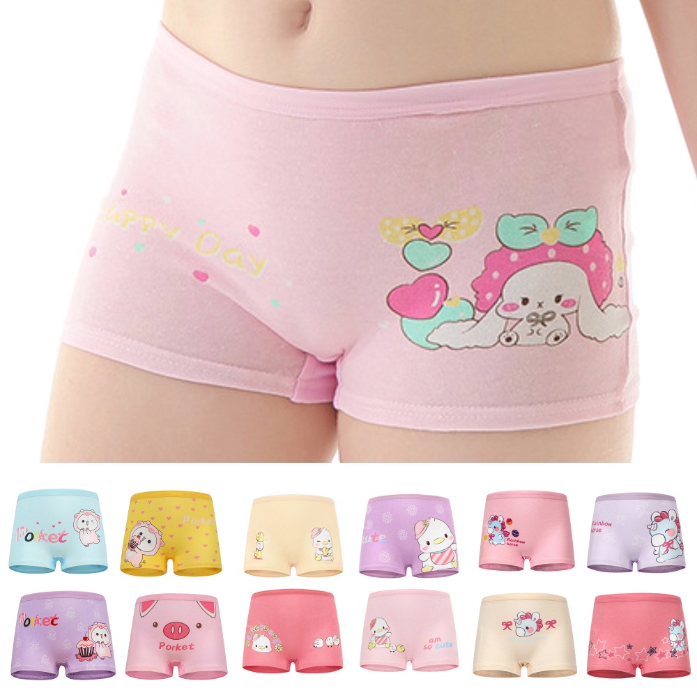 Quần chip bé gái quần lót boxer vải cotton in họa tiết hoạt hình động vật dễ thương cho bé gái