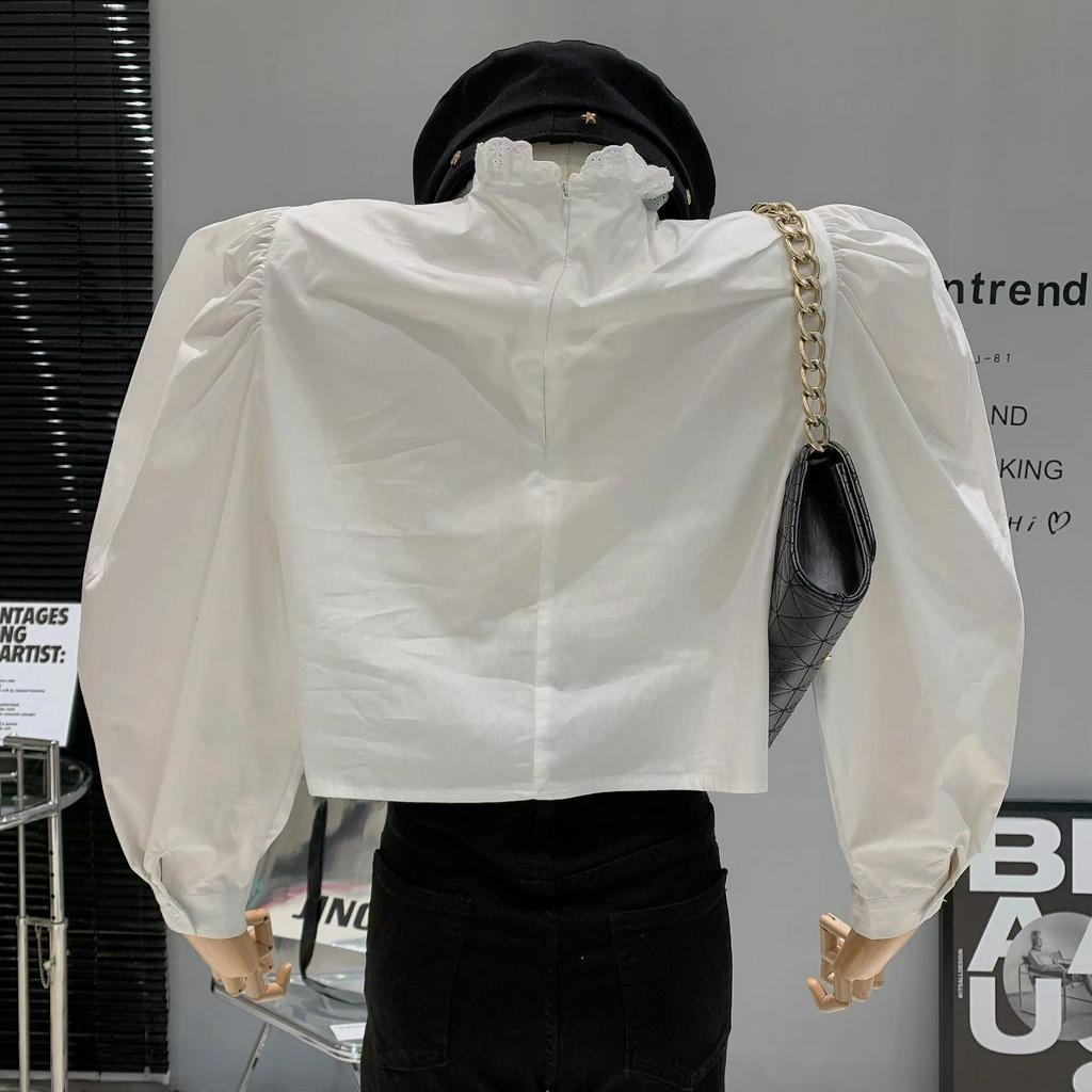 Áo Nữ Cổ Đứng Tay Dài Phong Cách retro Hàn Quốc Fshn