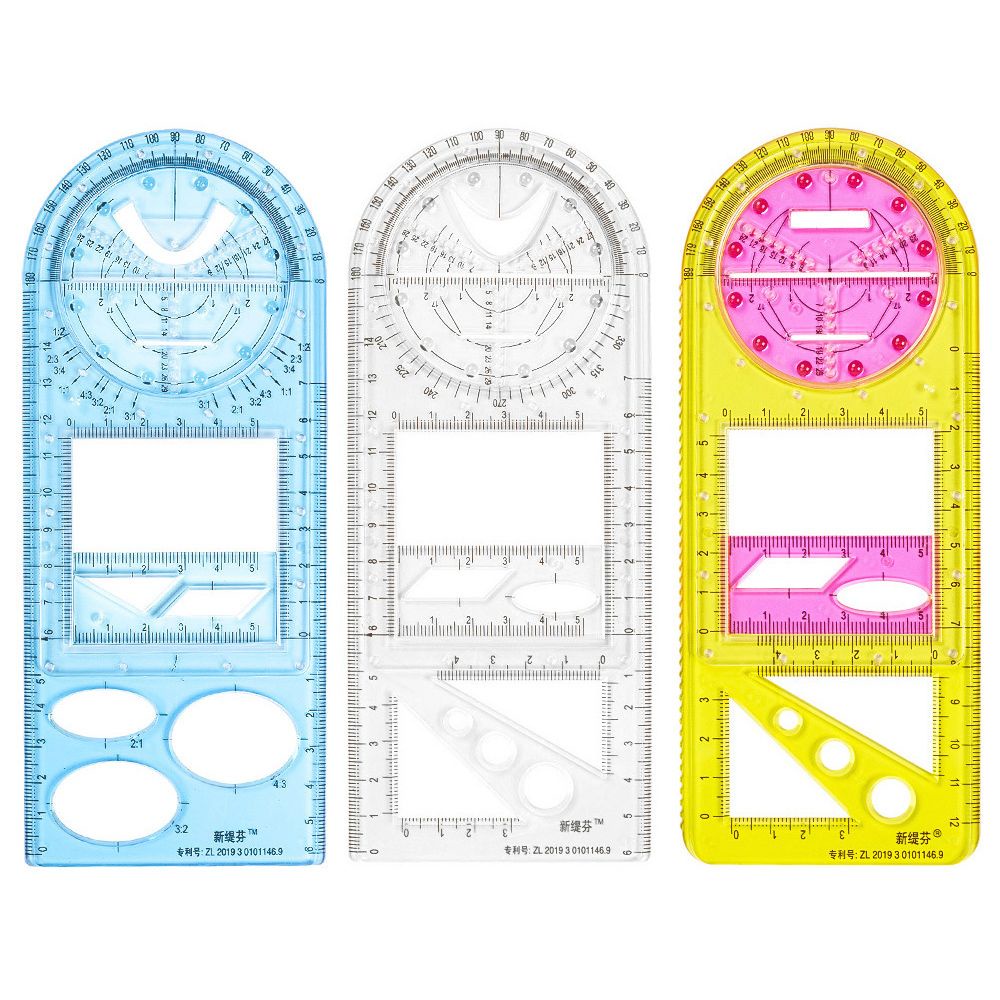 Thước vẽ hình học bằng nhựa đa chức năng có thể xoay tiện dụng