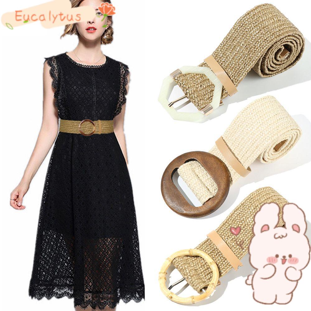 Thắt Lưng Bện Dây Cói Khóa Gỗ Phong Cách Bohemian Dành Cho Nữ