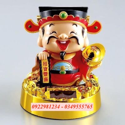 Tượng Ông Thần Tài Vẫy Tay Gật Đầu Mini Năng Lượng Mặt Trời