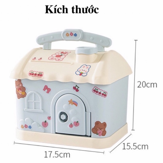 Hộp đựng tiền, két sắt mini, ống heo tiết kiệm hình ngôi nhà có khoá dễ thương cho bé - TiNa’s House