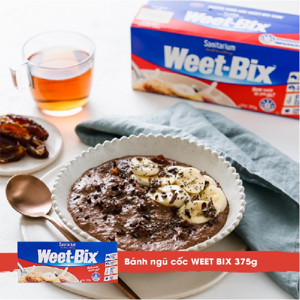 Hộp bánh ngũ cốc Weet-Bix Úc 375g, làm từ lúa mì nguyên chất Úc, giàu vitamin chất xơ