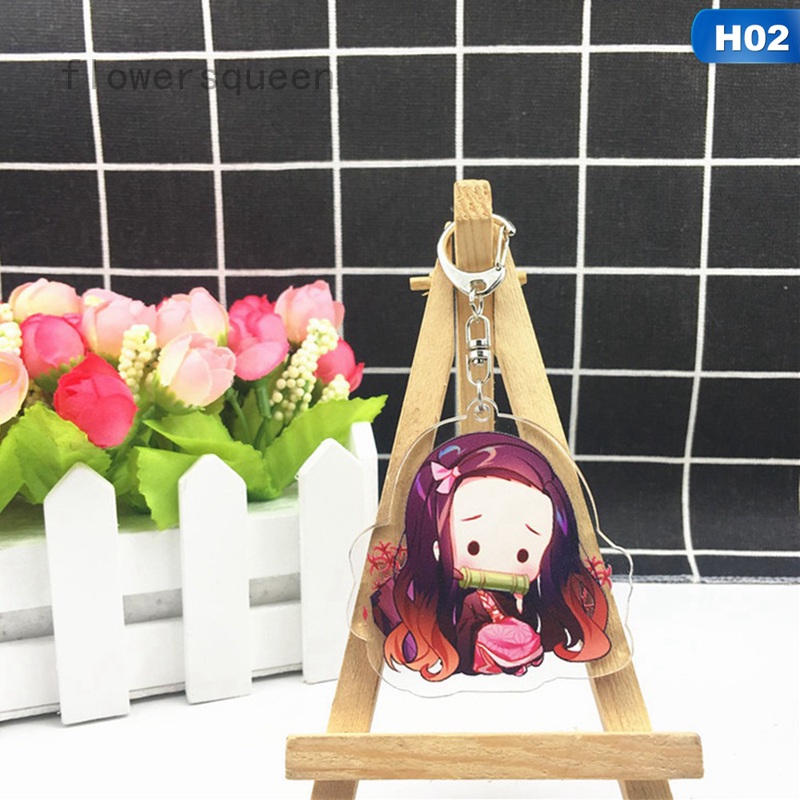 flowersqueen Hot sale Demon Slayer Keychain Anime Peripheral Acrylic Creative Pendant Keychains