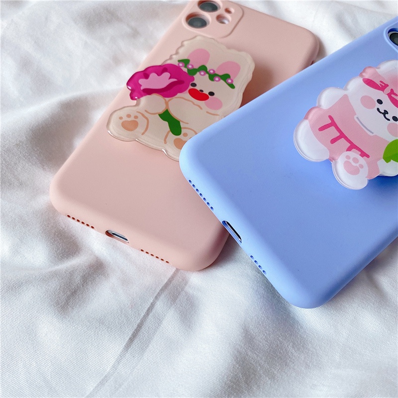 3D cartoon cute bear stand phone case for SAMSUNG S6 S7 edge S8 S9 PLUS S10 S20 S21 ultra S10E soft shell