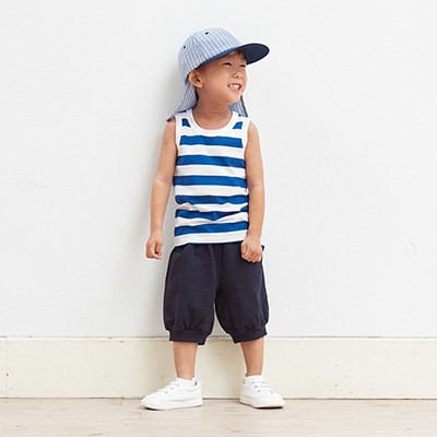 Áo kẻ ba lỗ Muji bé trai nhiều màu