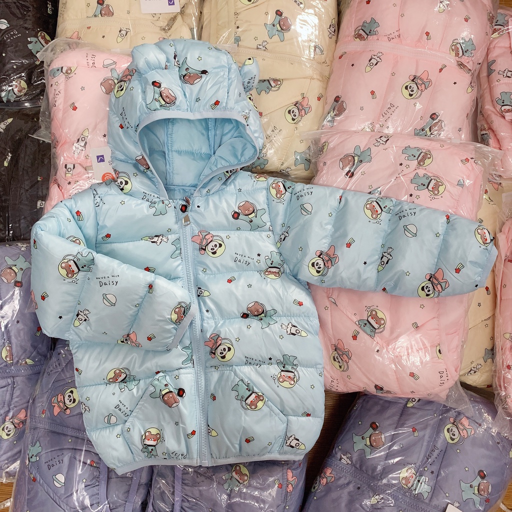 Áo khoác phao trẻ em hàng Quảng Châu chất liệu phao siêu nhẹ siêu ấm mềm mịn đẹp dành cho bé từ 11kg đến 25kg