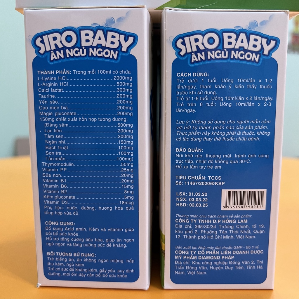 SIRO BABY ĂN NGỦ NGON YẾN SÀO 10ML 20 ỐNG CUNG CẤP D3 ACID AMIN VÀ KẼM VỊ NGỌT DỄ DÙNG BÉ THÍCH