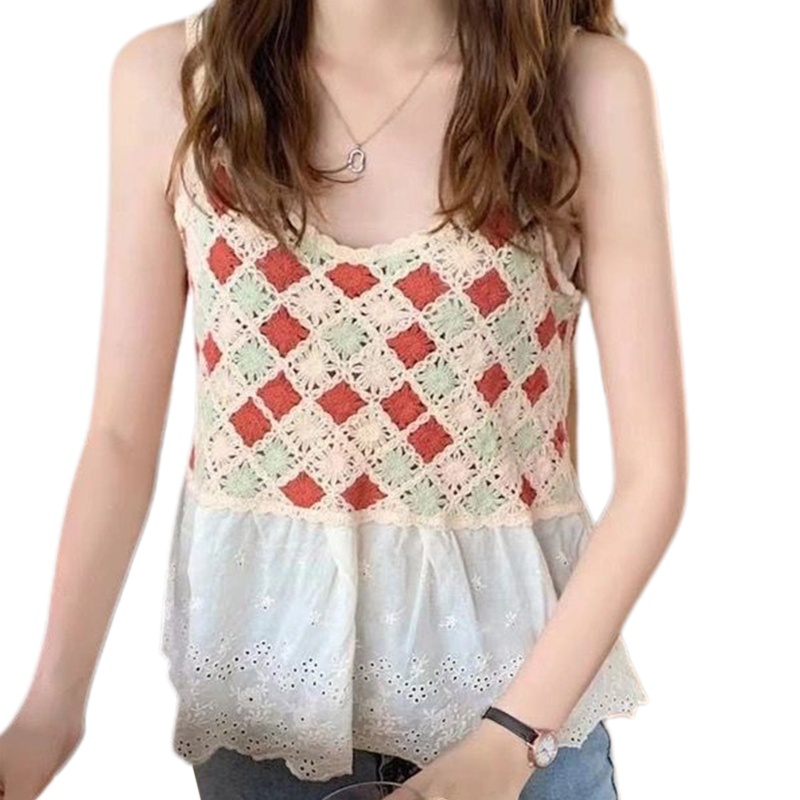 Áo Croptop Dệt Kim Sát Nách Thêu Họa Tiết Kiểu Retro Pháp Xinh Xắn Cho Nữ