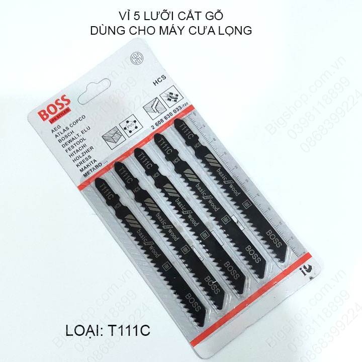 Bộ 5 lưỡi cưa gỗ loại T111C dùng cho máy cưa lọng