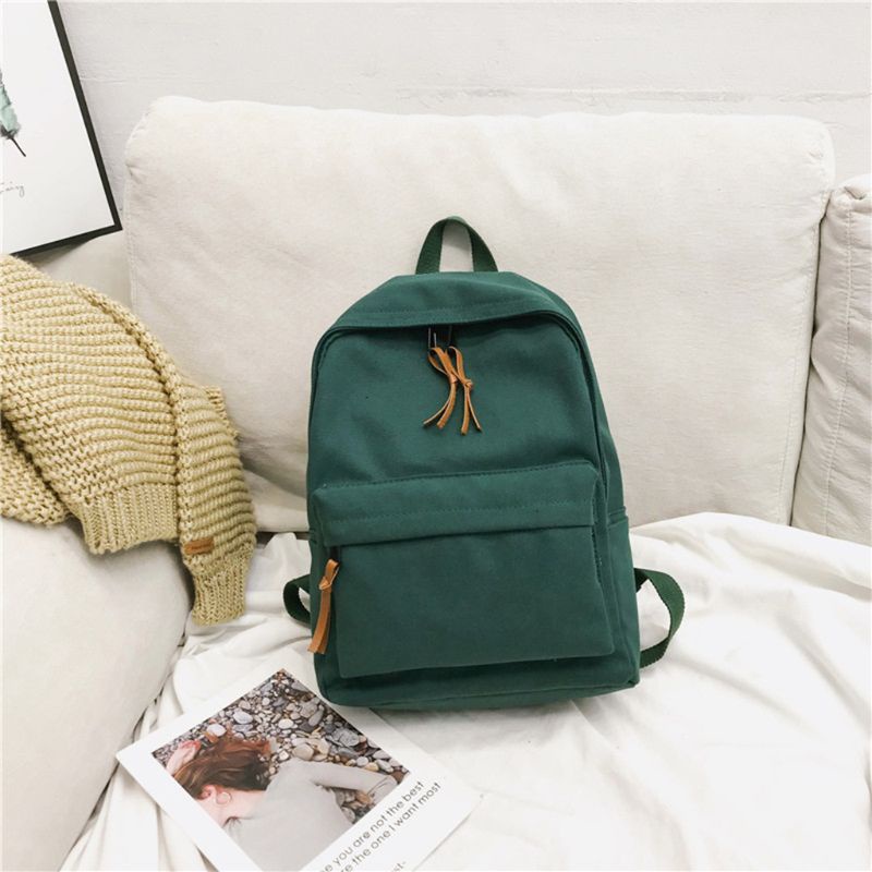 Ba Lô Canvas Màu Trơn Thời Trang Nữ Tính